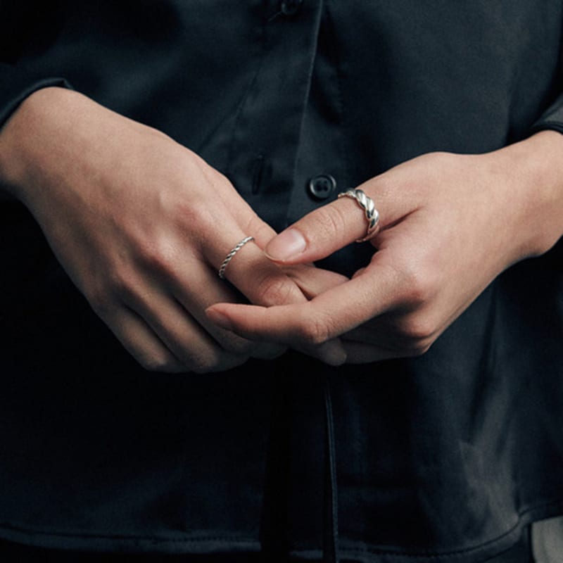 green [925 silver] Five.silver.217 / large end ring