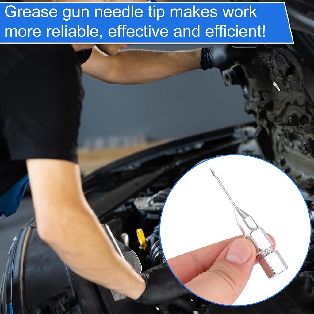Grease Needle Nozzle Kit, 6 Pcs Grease Gun Needle Tips Dispenser Fitting Tool, Grease Injector Adapter Kit, Grease Needle Nozzle for Syringe Sealed