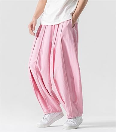 East Rain Wide-Leg Baggy Pants, Sarouel Pants, Solid Color, Lightweight, Loose Fit, Easy-Dress Pants, Plus Sizes, Men's, SEW516