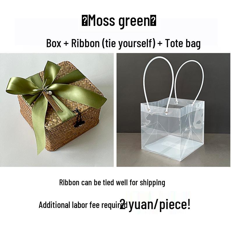 Square Handwoven Bamboo Gift Basket with Lid - High-end Candy Box and Wedding Favor