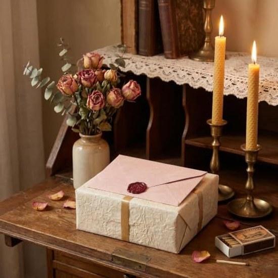 Acidea letter set stylish bride 4 envelopes 20 papers sealing stickers wood grain envelope (pink)