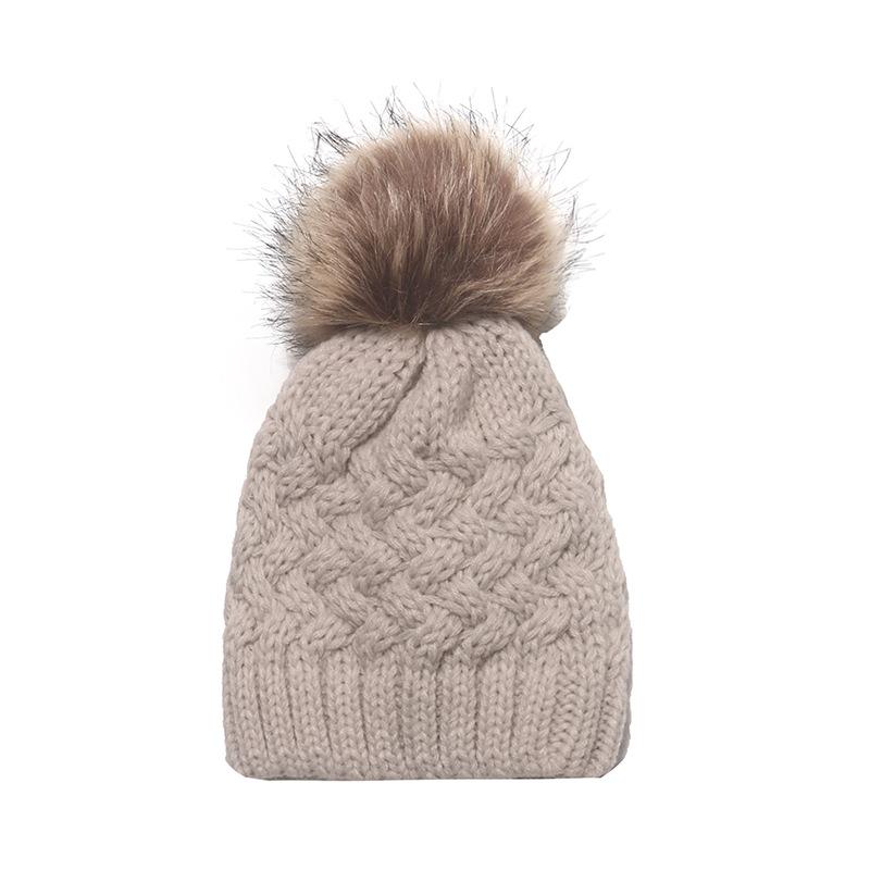 New children's knitted hat infant warm cold hat girl baby child solid color wool hat winter