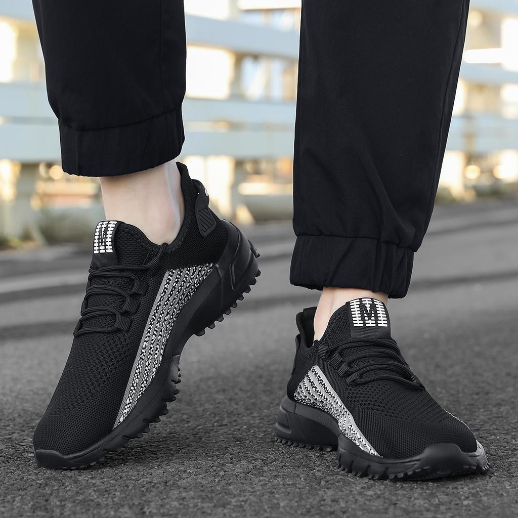 Knitted Mesh Running Shoes Breathable Men's Casual Sneakers Lightweight Outdoor Jogging Walking Trainers Anti-slip Sole