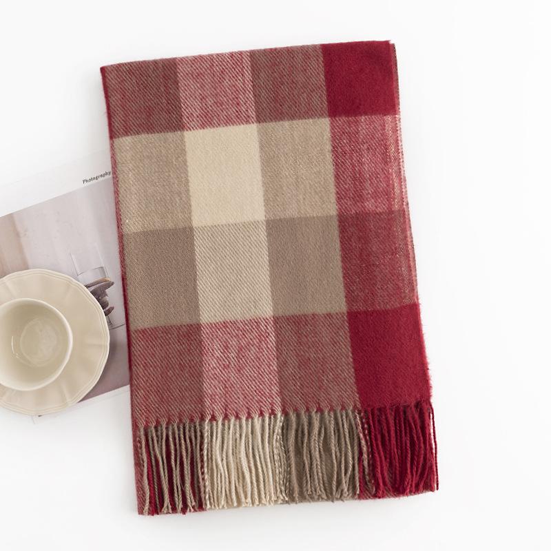 Retro plaid scarf autumn and winter atmosphere imitation cashmere plaid long scarf girls advanced feeling warm
