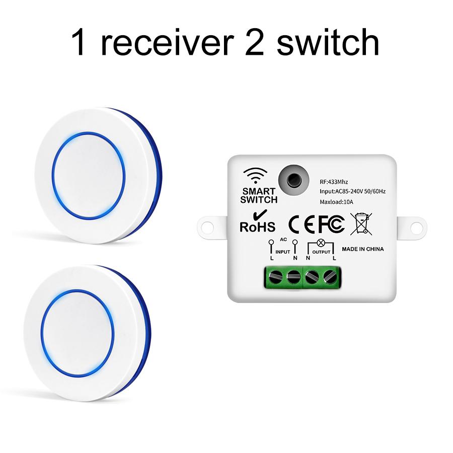 RF433MHz Drahtloser Fernbedienungs-Lichtschalter 10A 100-240V Relais-Controller DIY-Modul Mini Runder Taster Für Beleuchtung LED