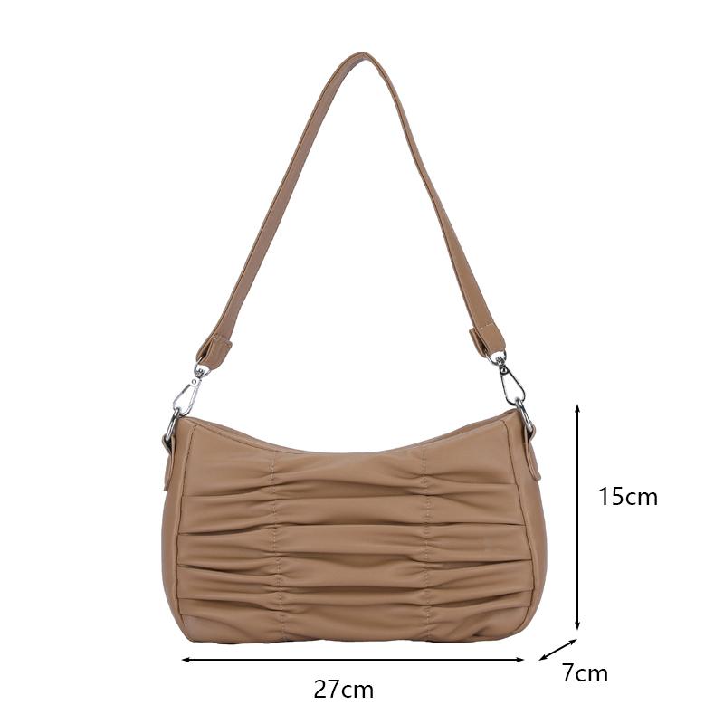 Luxus Plissee Schulter Tasche Frauen Einfache PU Leder Tasche Designer Achselhöhle Handtasche Casual Lady Unterarm Tasche
