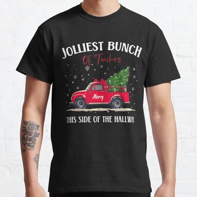 Übergröße S-3XL Fröhlichste Lehrergruppe Weihnachten Bedrucktes T-Shirt Herren Oberteile Mode Kleidung T-Shirts