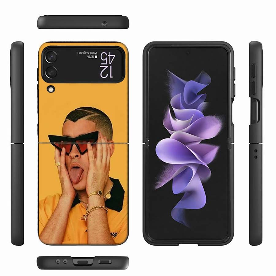 B-Bad B-Bunny Phone Case For Samsung Z Flip 6 7 5G Z Flip 5 Galaxy Z Flip 3 4 5G ZFlip Shockproof Hard Cover TPU PC Coque Capa S
