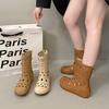 Inner Height Increase of 6 Cm Women's Invisible Height Increase Versatile Hollow Hole Breathable Fashion Boots New In Summer 2025