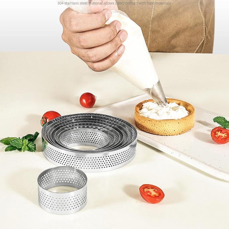 5/6/7/8/9/10 Cm Perforated Tart Rings With Hole Stainless Steel Tart Bottom Tower Fruit Pie Quiches Cake Ring Mousse Baking Mold