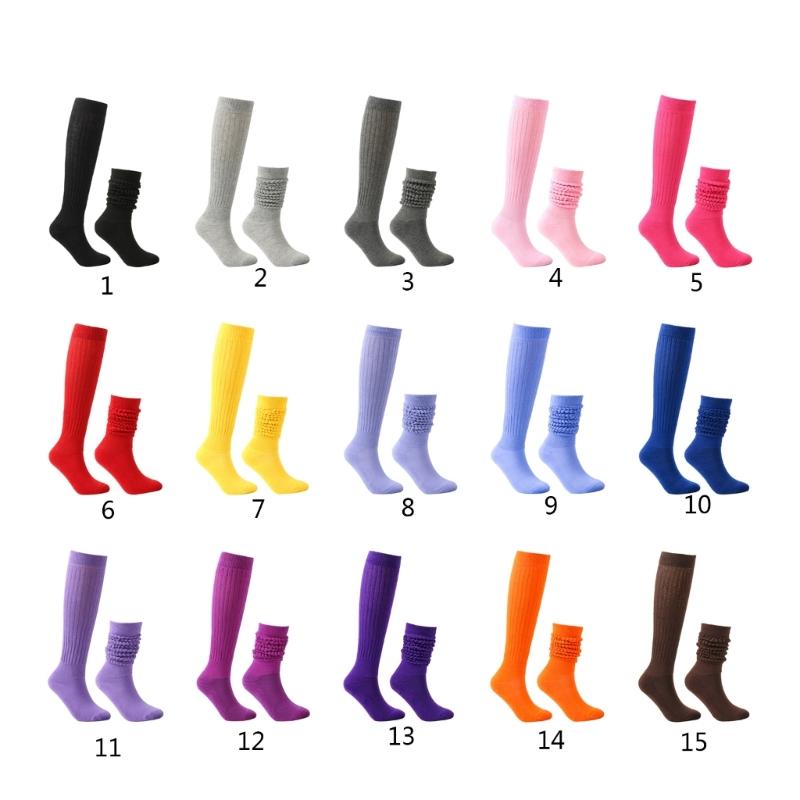 Women Calf Socks, Middle Tube Solid Color Crew Socks Colorful Mid-length Stockings Fashion Socks for Women