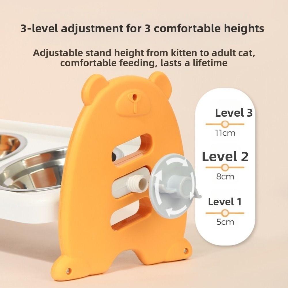 Double Bowls Pet High Footed Bowl 15 ° Slant Non-Slip Cat Food Water Bowl Anti-vomiting Multifunction Elevated Pet Feeder Bowl