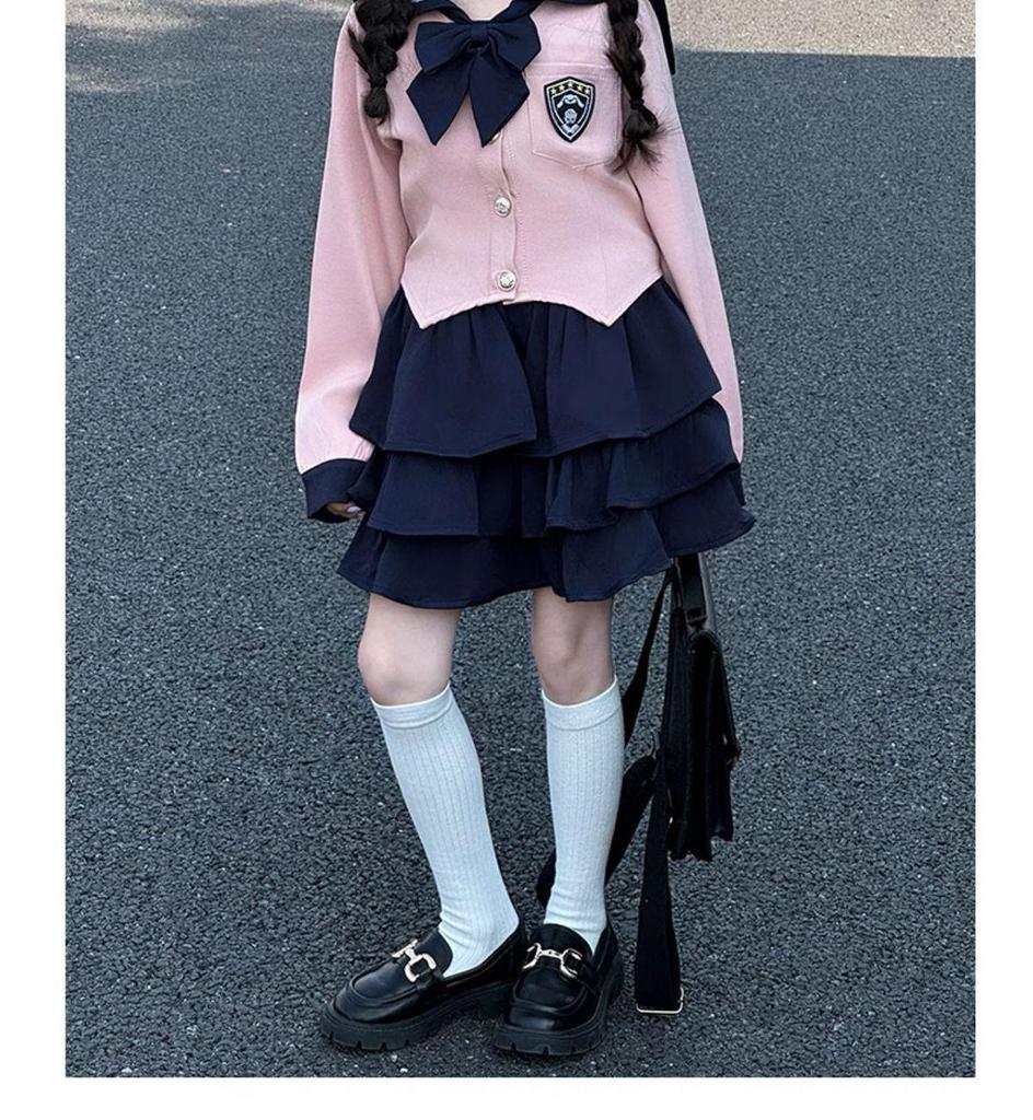 Girls' Academy Style Skirt Set - Spring/Autumn 2025, Princess Style Outfit for Middle & Large Children