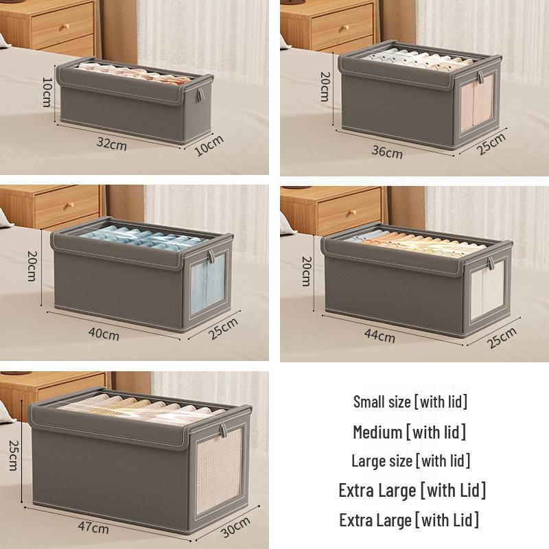 Oxford Cloth Lidded Storage Box with Window - Dustproof Closet Organizer