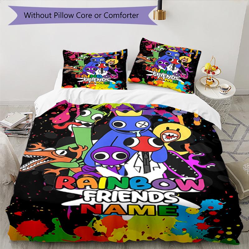 3-teiliges Bettwäsche-Set mit individuellem Namen Rainbow Friends Bettbezug mit Verschluss Enthält 1 Bettbezug & 2 Kissenbezüge, Weich und bequem für alle Jahreszeiten.