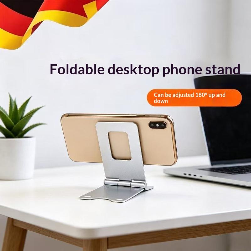 Foldable Aluminum Alloy Mobile Phone Stand Adjustable View Angle Anti Slip Pads For Desktop Watching Office Daily Use