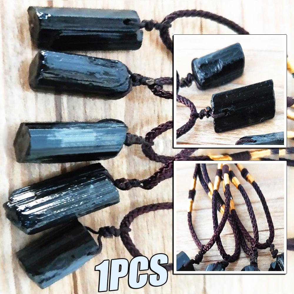 

Maijiabao New Raw Natural Black Tourmaline Schorl Pendant Chunk Reiki Chakra Protection
