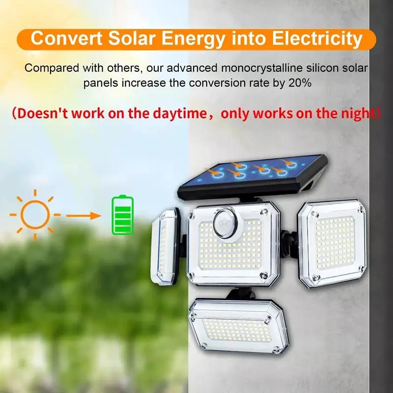 333LED Solar Powered Outdoor Light Motion Sensor with Remote Security Street Lamp Adjustable Waterproof Garage Garden Patio