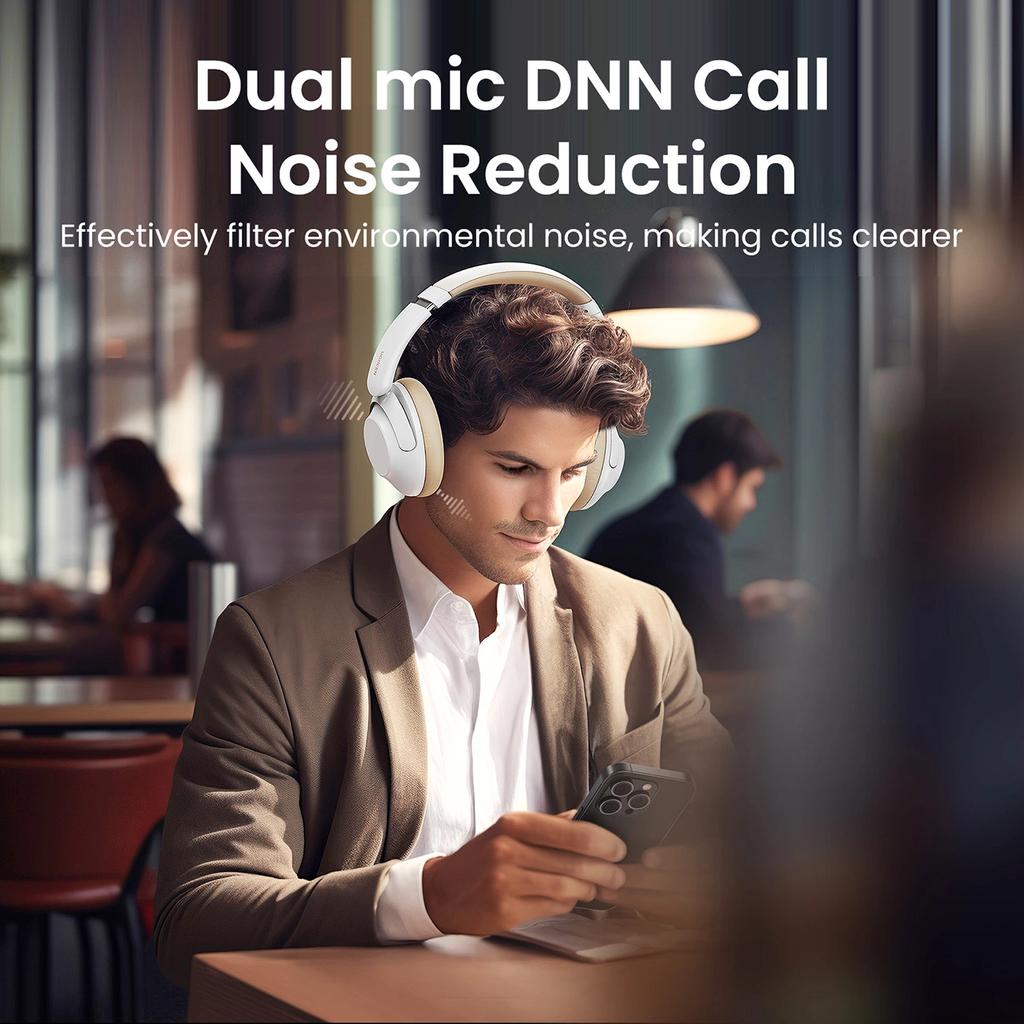 Ugreen Hp202 Hitune Max5 On-Ear Wireless Headphones With Hybrid Anc Noise Reduction - White