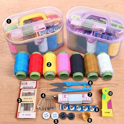 46pcs Portable Household Needle And Thread Sewing Tools, Multifunctional Sewing Kit With Case 5.7in/3.9in