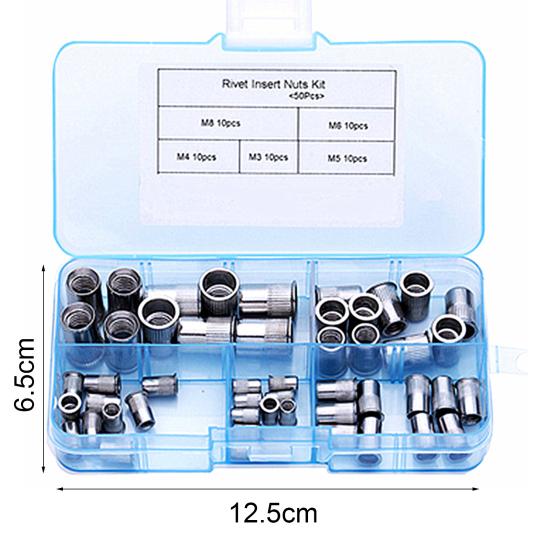 M3-M8 Rivet Nuts Countersunk 50Pcs Corrosion-resistant Head Steel ...