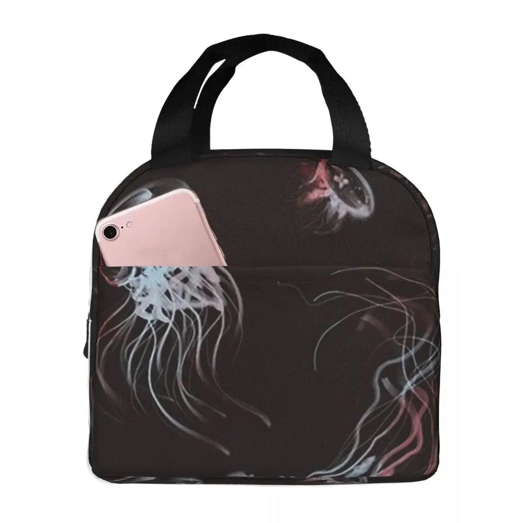 Jellyfish In The Ocean Pink Blue Insulated Lunch Bag for Kids School Cooler Thermal Food Box Tote Portable Lunch Boxes Container