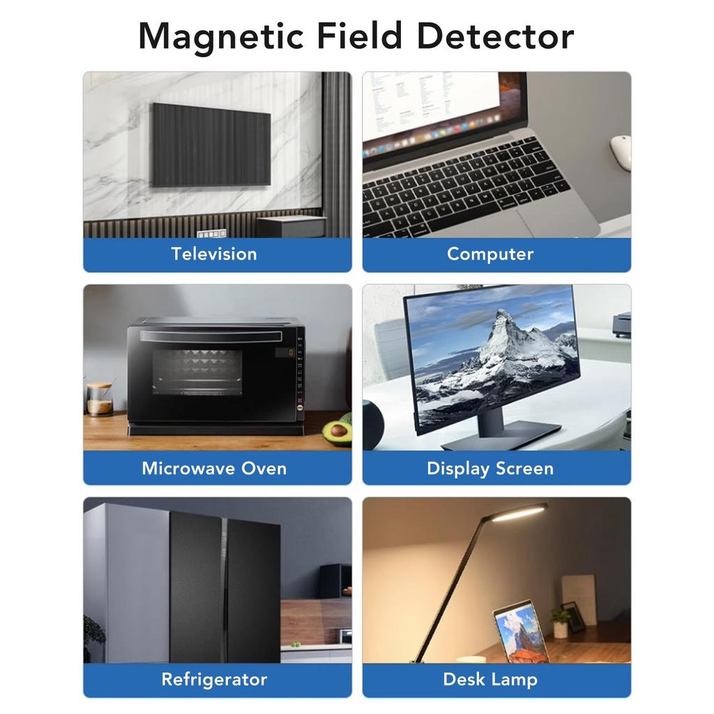EMF 50MHz To 5GHz Power Density 20Hz To 100MHz Electric Field EF RF MF Electromagnetic Radiation Detector for Home Office Factory Meter, Detector,