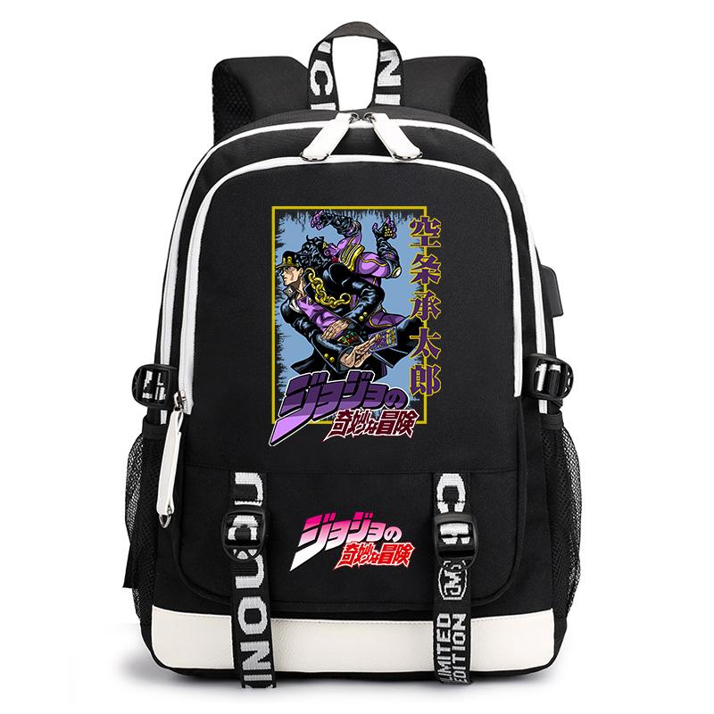 Anime JoJo Print Lightweight Student Backpack Casual Daypack for Teen Kids Junior School Bag