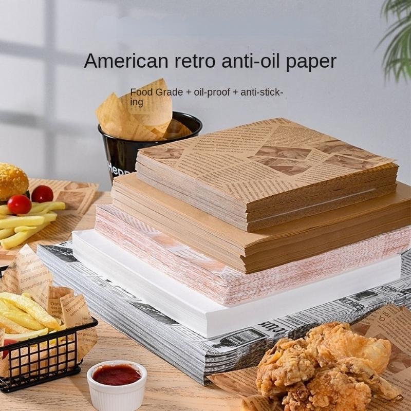 20/50/100Pcs Oil Blotting Paper Chicken Rolls Silicone Oil Baking Pad Paper Household English Newspaper Oil Papers Baking Supplies