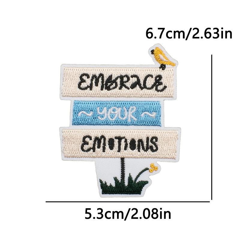 10pcs Lots Flower Letter Slogans Embroidery Patches Butterfly Iron On Patches For Clothing Chrysanthemum Book Sew Stickers 