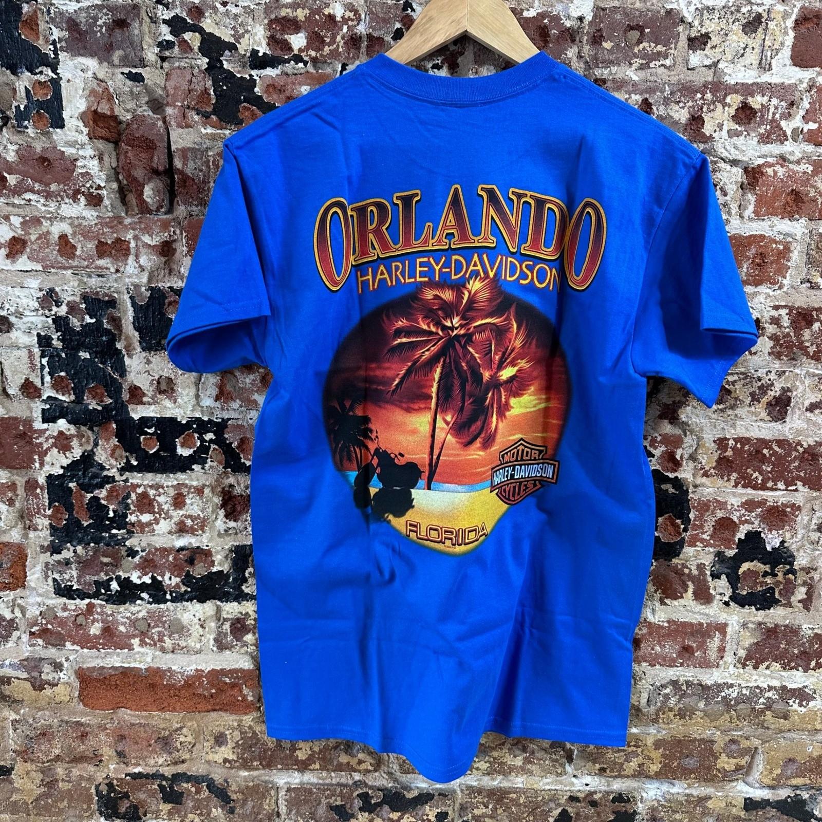Harley Davidson Men s Medium Short Sleeve Blue Orlando Sunset NEW Unisex T-Shirt XXXL