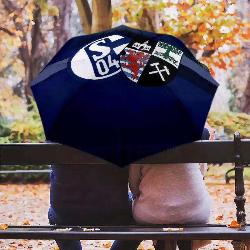 FC Schalke 04 Pattern, Automatic Folding Umbrella, Portable and Foldable Design, 8 Ribs, a Christmas or Birthday Gift.