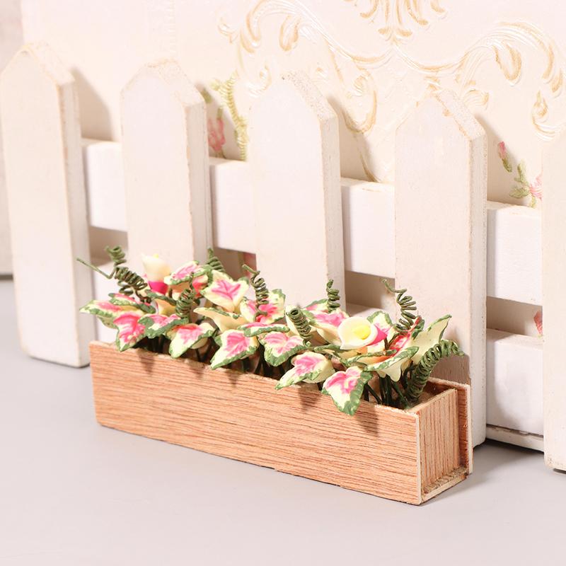 1:12 Dollhouse Miniature Flower Bushes Potted Plant Flower Bed Flower Bonsai Model Garden Home Decor Doll House Accessories