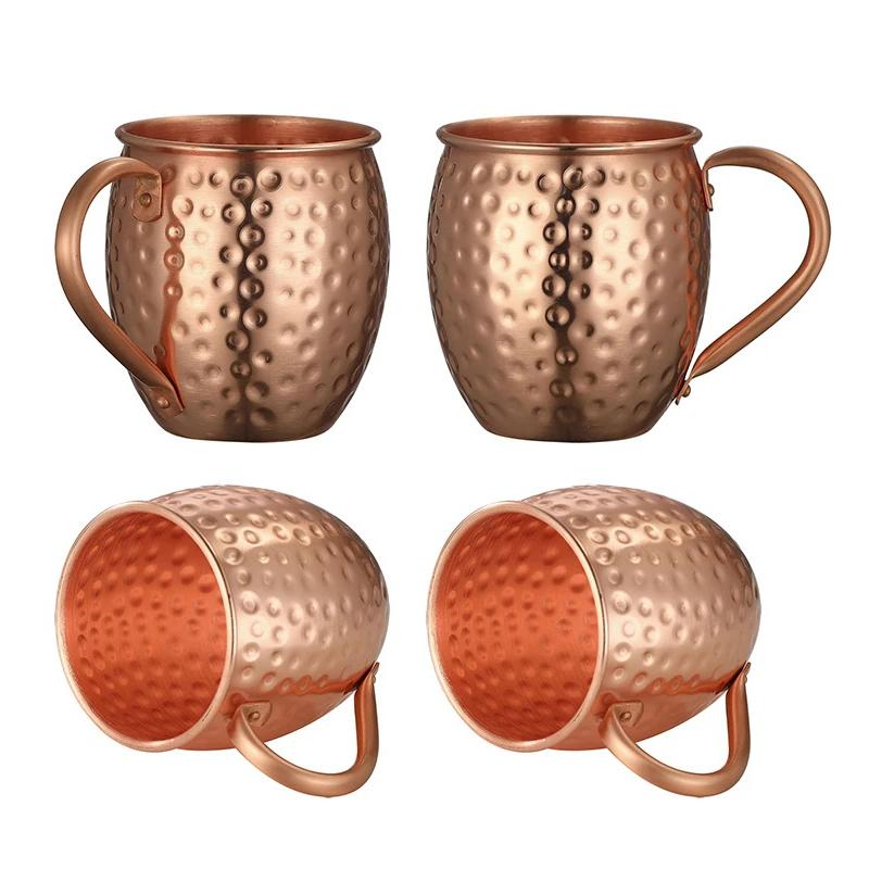 530Ml 100% Copper Moscow Mule Mug Cocktail Wine Cup Hammered Coppery Beer Mugs Coffee Mug Milk Cup Bar Cup Drinkware Durable