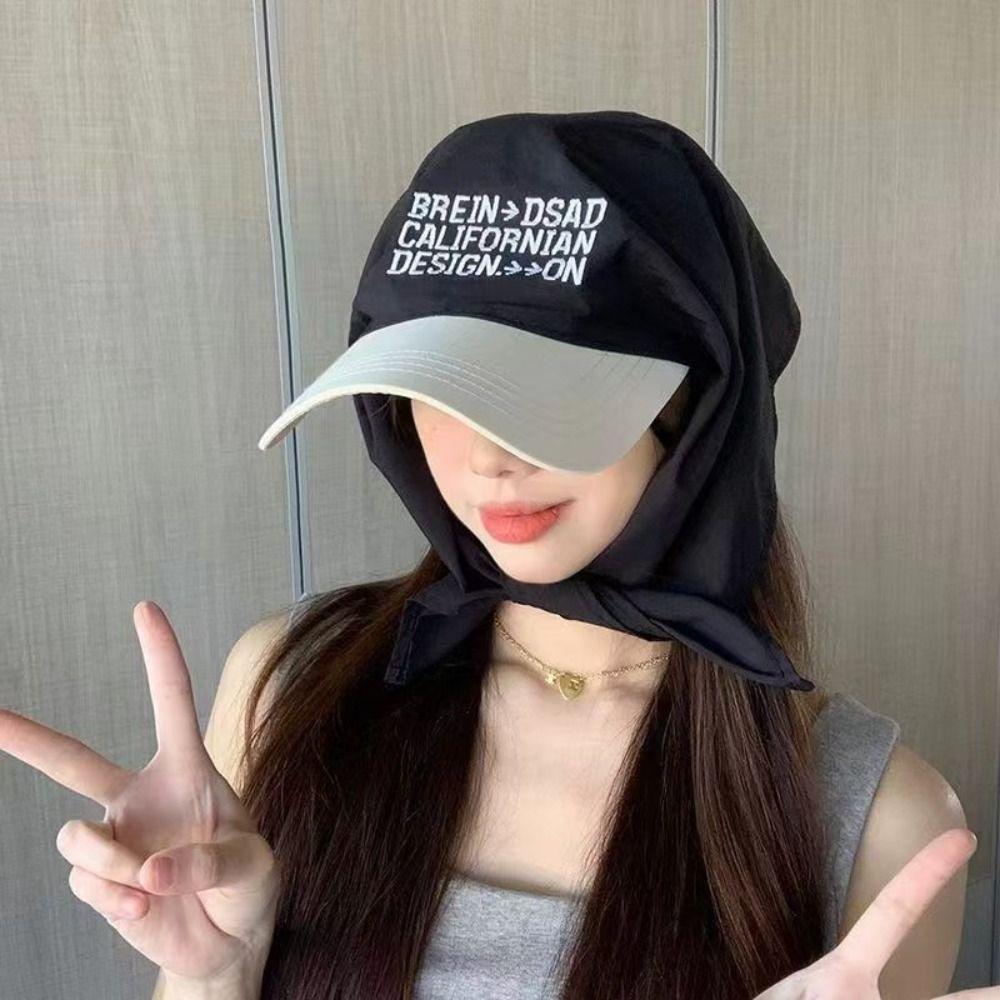 Quick Drying Korean Headscarf Baseball Hat Breathable Sunshade Letter Baseball Cap  Peaked Cap