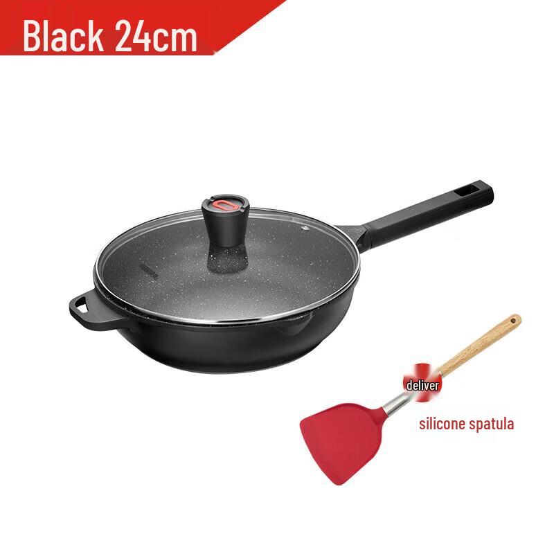 

Oumeda Earl Series 28cm Black Frying Pan with Lid