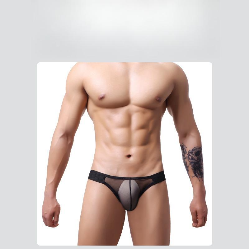 Men'S Underwear Sexy U Convex Pouch Lingerie Underpants Tight Low Rise Briefs Mesh Transparent Jockstrap High Elastic Panties
