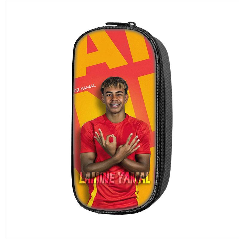 L-Lamin Yamal Pattern Pencil Case Makeup Bag Football Star Pen Bag Student Big Capacity School Supplies Zipper Pencil Pouch
