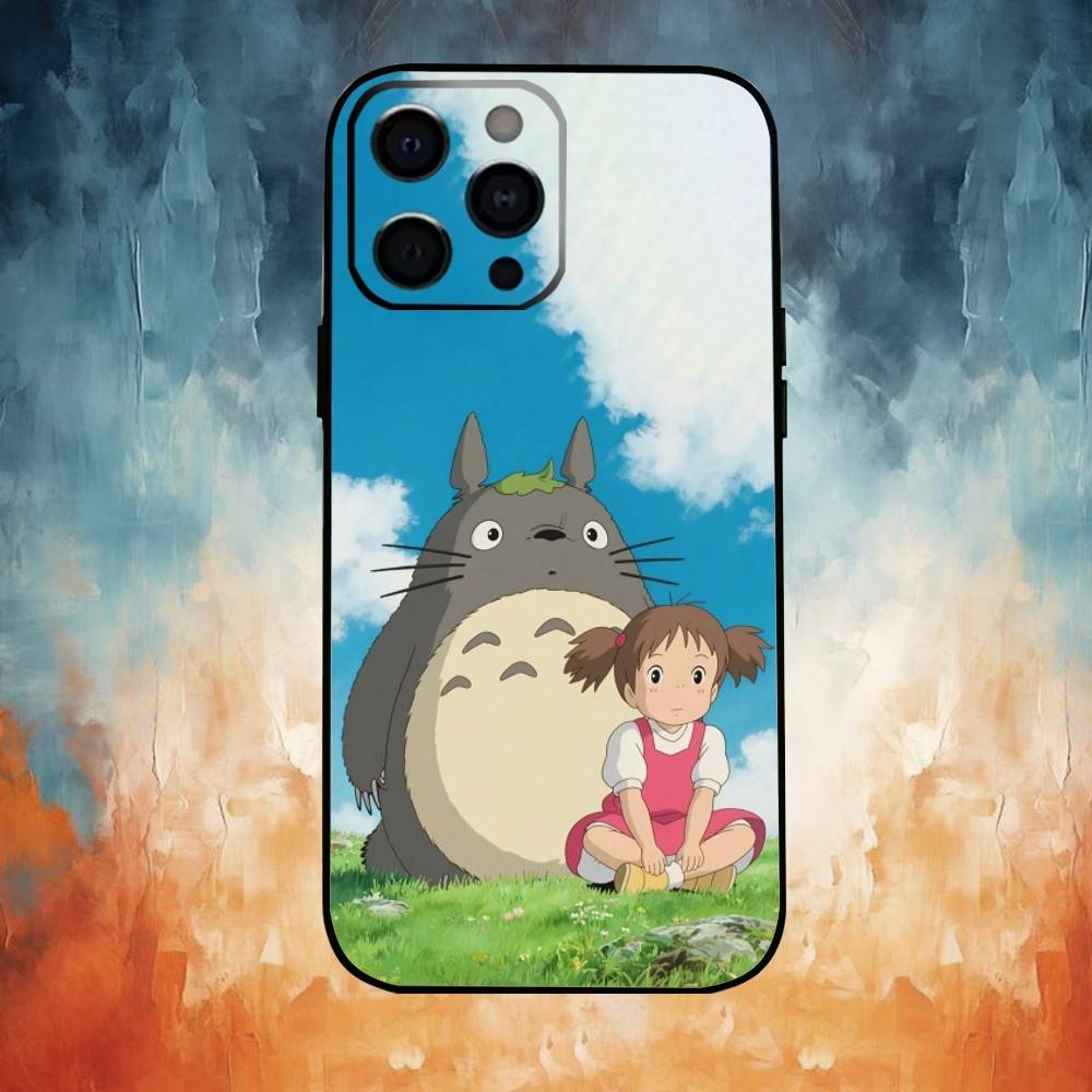 H-Hot Anime Cute Totoroes Phone Case For iPhone17,16,15,14,13,12,11 Plus,Pro Max Soft Black Cover
