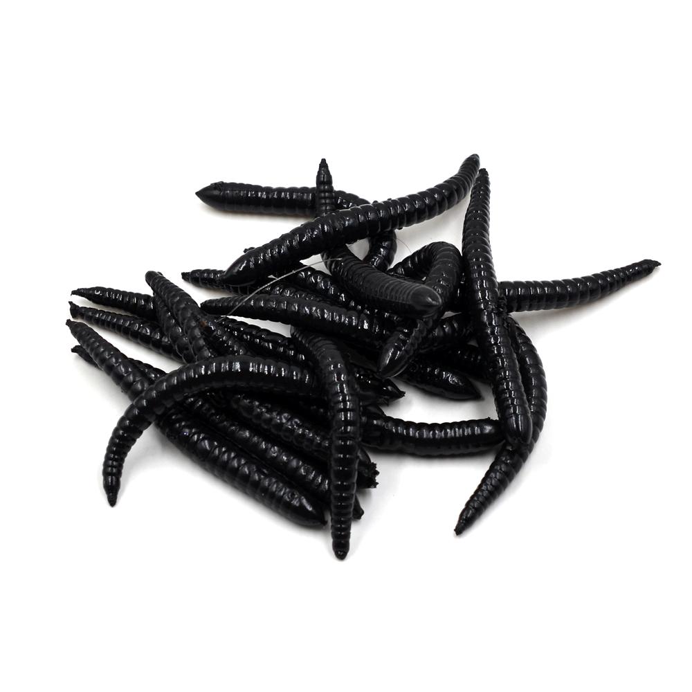 MNFT 24PCS Simulation Earthworm Black Bronw Fishing Worms Artificial Fishing Worms Lures Soft Bait 8cm Fishing Tackle