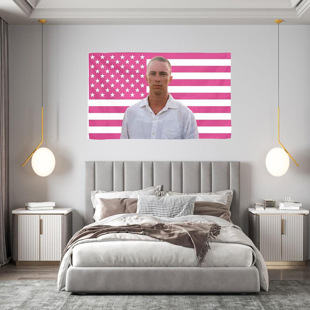 R-Rafe Cameron Outer Banks Pink American Flag Tapestry, Aesthetic Wall Hanging, Room Decor For Obx Fans