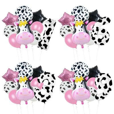 Temu Cow 40-Inch Digital Aluminum Film Balloon Set Black And White Farm Theme Birthday Decoration Balloon