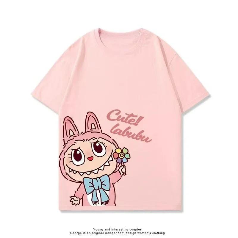 Sommer Søt Labubu Tegneserie Print Barn T-skjorte Kawaii Topp Barn Tee Gutter Jenter T-skjorte Morsomme Klær