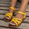 Flat Sandals Women's Breathable Beach Elastic Cross Strap Sandals Women's Outer Wear