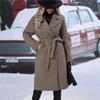 2026 Autumn/Winter European & American Long-Sleeve Trench Coat with Front Pocket