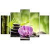 Five piece picture canvas print Orchid Zen Stones