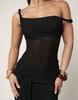 GD-solid Color Sexy Waist See-through Tube Top Strap Design Slanted Shoulder Dress