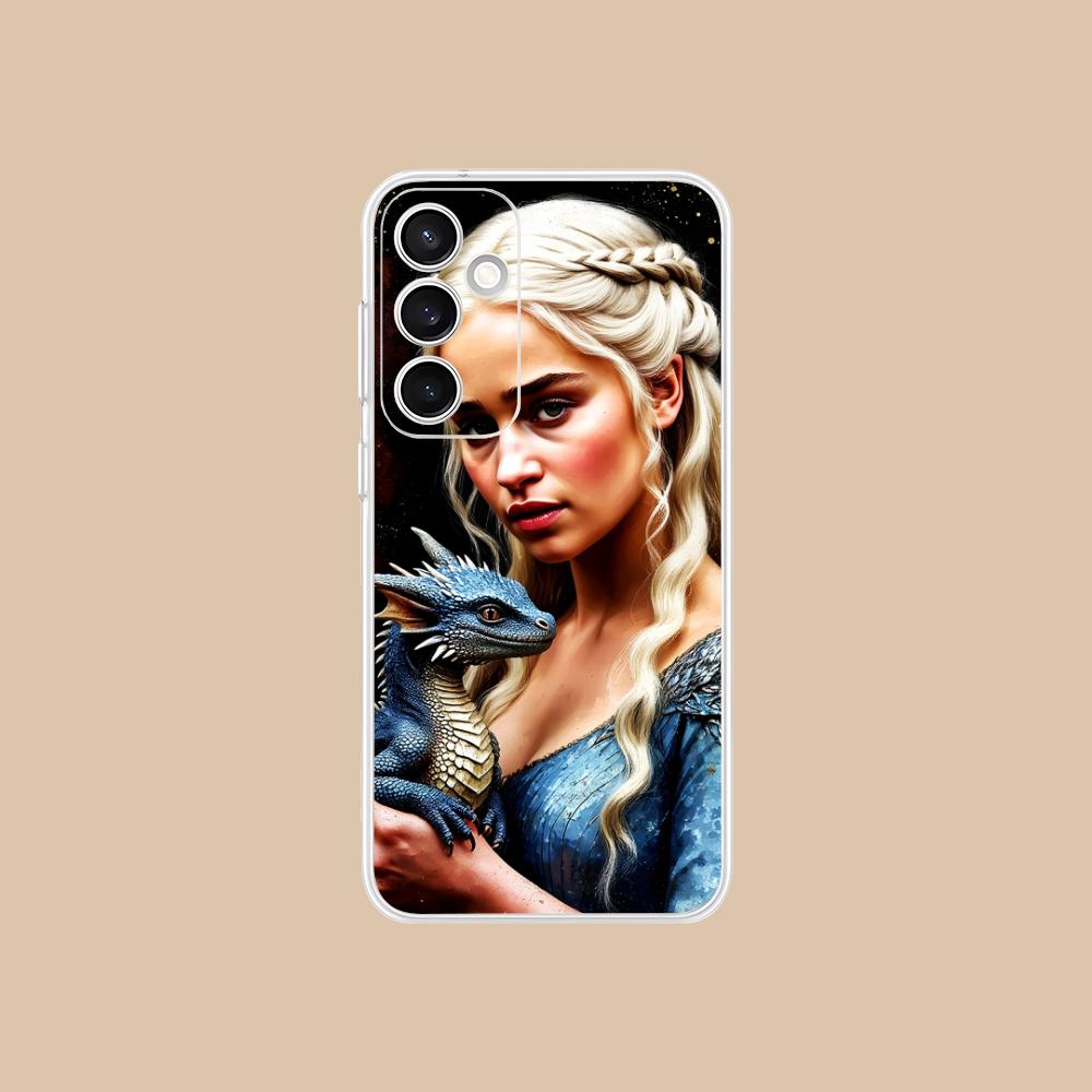 Dragon Queen Clear Mobile Phone Case for Samsung Galaxy S25 S24 S23 S22 S21Plus FE Ultra Colorful Cover