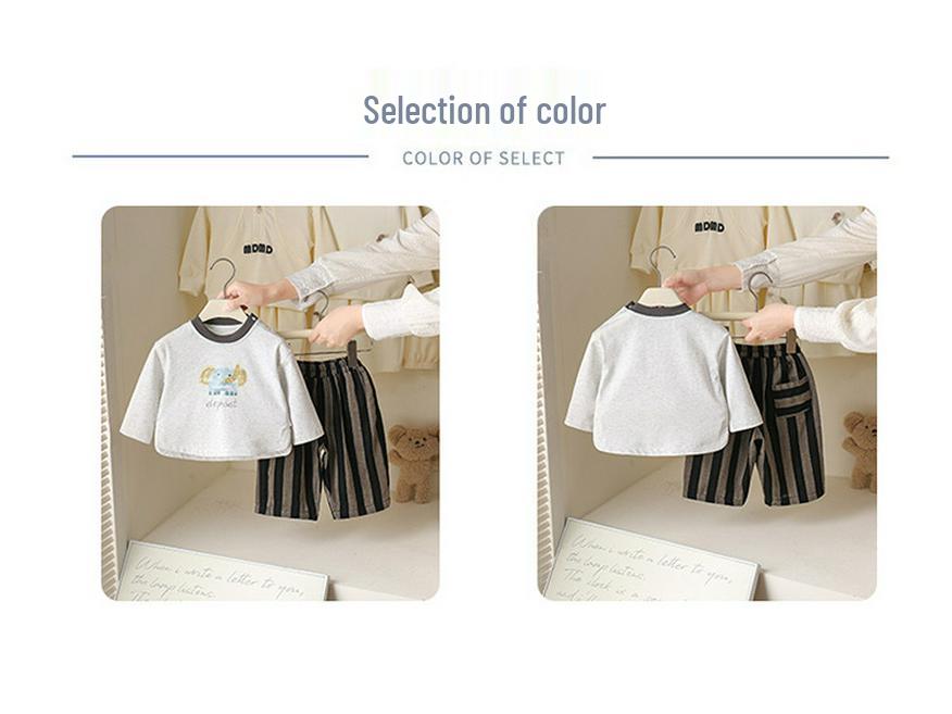 Completo Primaverile per Neonati Maschietti: T-shirt Carina a Cartoni Animati e Pantaloni Casual Versatili, Set Due Pezzi Stile Coreano per il Primo Compleanno