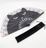 Modern Cat Face Design Large 34cm 64cm Open with Fan Kung Fu Heat Performance Fan, Length, Width, Case, Fan, Relief, Sunshade, Event, (Black)